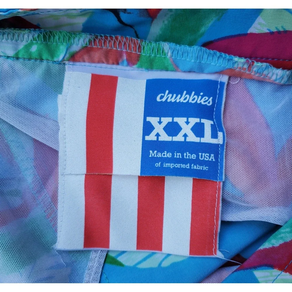 Chubbies Mens XXL Bird of Paradise Floral Swim Trunks Blue Pink 6 Inch Inseam